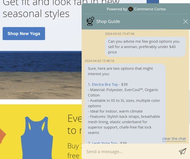 Magento Chatbot Product advice