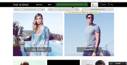 The Iconic on-site search box, desktop rendering