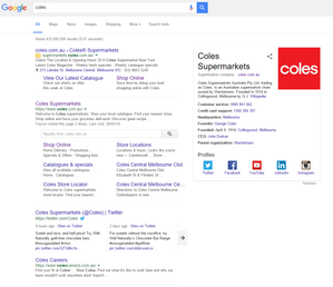 Coles in Google Search